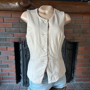 OGL Beige Lined  Sleeveless Button-Up Vest size M